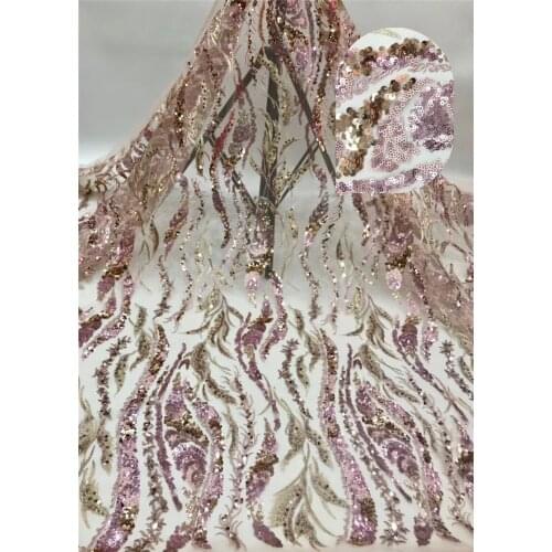 New design 1BZL-20.41106 sequins 2020 New High quality African tulle lace French net lace fabric with Sequins for party