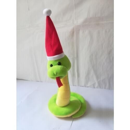About 22cm cartoon snake take christmas hat , plush toy soft doll kids toy ,birthday gift b2287