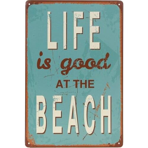 Life is Good at Beach Tin Sign Wall Retro Metal Bar Pub Poster Metal Aluminum Metal Sign 8X12 inches