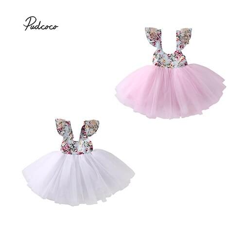 Pudcoco 2018 Newborn Kids Baby Girls Floral Dress Sequins Party Gown Pageant Prom Formal Dresses Lace Tulle Tutu Sundress 0-5Y
