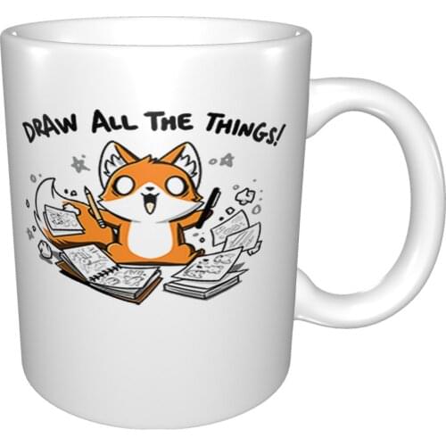 Draw All The Things Fox Mug Coffee Cup Coffee Mug Thermal Mug Cup Ceramic Tumbler