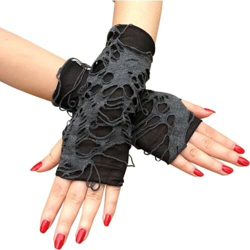 Sexy Gothic Fingerless Long Glove Funny Punk Rock Dance Mittens Clubwear Costume