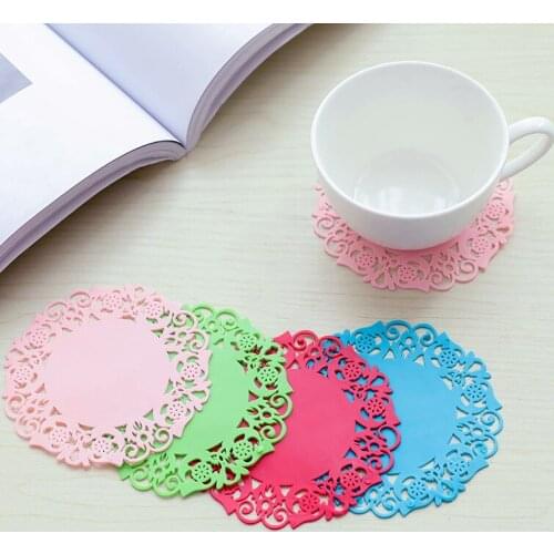 Silicone Flower Coaster Kitchen Dining Table Decortion Heat Insulation Resistant Mat Pad Cup Holder Coaster Placemat Solid Color
