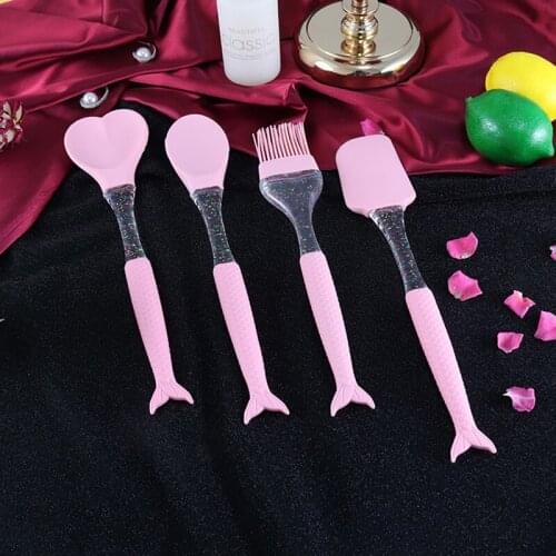 Silicone Heart Shape Pastry Spatulas With Fish Tail Shape Handle Cookie Spoon Baking Accessories Kitchen Tools Accessories