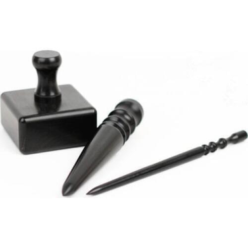 Zipper grinding rod handmade leather tool vegetable tanned leather edged purple sandalwood ebony polished rod polishing block