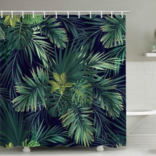 Tropische planten douchegordijn groene bladeren polyester waterdicht douchegordijn zomer planten jungle groen blad decoratie bad