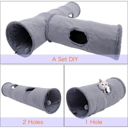 High Quality Durable Suede Material Kitten S/M Foldable Funny Pet Cat Tunnel Cat Rabbit Play Tunnel Tubes Cats Training Toy