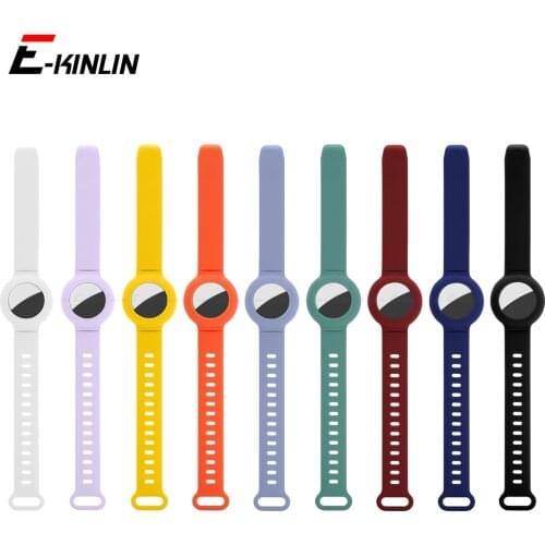Candy Protective Case Liquid Silicone Watchband For Apple AirTag Locator Tracker Anti-lost Bracelet Plain Soft Cover