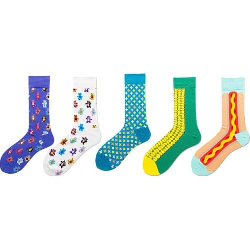 Medium Socks Womens Happy Socks Colorful Cute Harajuku Casual Women 100% Cotton Funny Socks Unisex Female Male