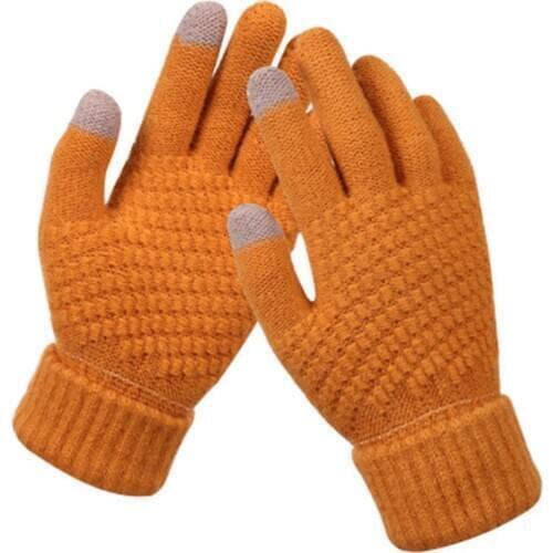Women Winter Cashmere Jacquard Elastic Full Finger Cycling Driving Gloves Unisex Wool Thick Warm Knit Touch Screen Mittens K62