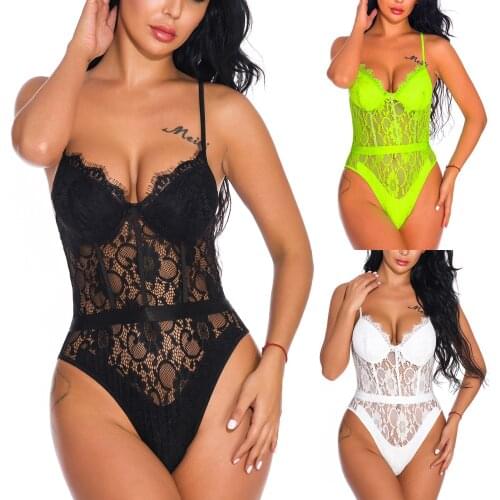 Womens Underwear New Fashion Sexy Lace Perspective Hollow Bandage Sexy Tight-Fitting One-Piece Underwear disfraces exóticos 40