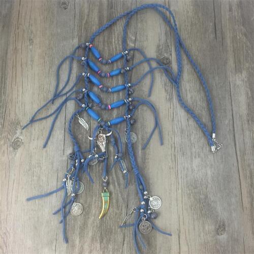 Jaasa brand boho ethnic Fashion woven collar long necklaces Pendants Vintage punk statement maxi Necklace women Jewelry