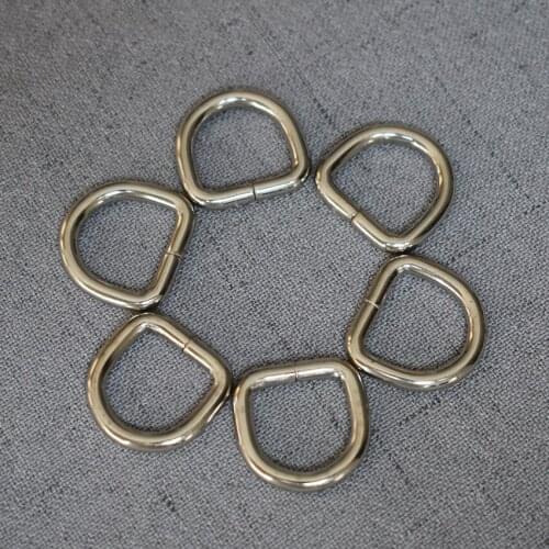 100 Pcs/Lot 15mm Silver Metal D Ring Use For DIY Bag Strap Belt Handle Shoulder Webbing Leather Craft Accessories