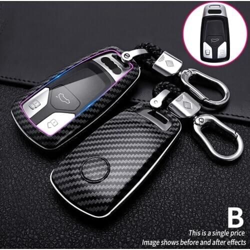 ABS Carbon Fibe Car Remote Key Full Cover Case For Audi A4 A4L A5 A6L Q5 Q7 TT QT S5 S7 TTS 2016 2017 2018 Soft Car Keychain Fob