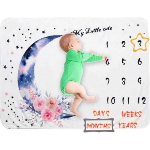 D0AF 1Set Baby Monthly Record Growth Milestone Blanket Newborn Photography Props Gift