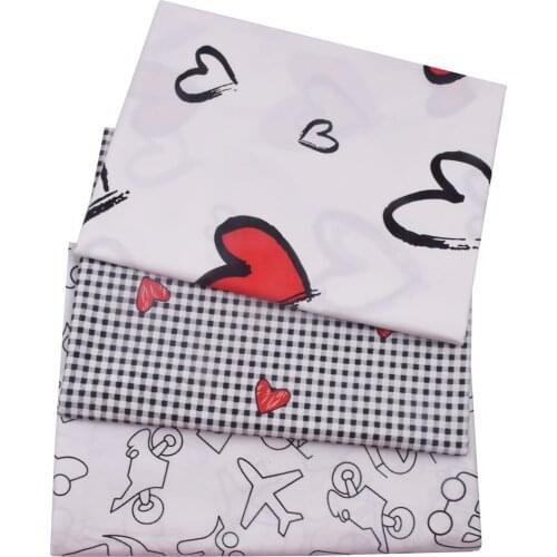 Heart Plaid 100% Cotton Twill Kids Fabric, Patchwork Cloth, DIY Sewing Quilting Bed Sheet Materials For Baby&Child