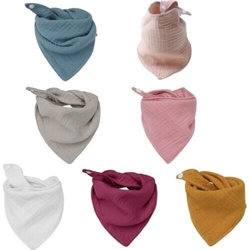Baby Infant Cotton Bib Newborn Solid Color Triangle Scarf Feeding Saliva Towel F3ME