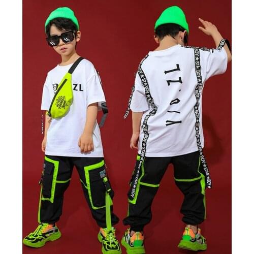 Popular Jazz Dance Costume Kids Hip Hop Rave Clothes Street Dance Practice Wear Boys Hiphop Stage Performance Clothing DC4713