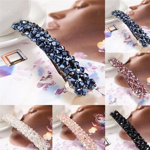 Women girls Simple Temperament Crystal Rhinestone hair clips Elastic Hairpins Hair barrettes Scrunchies girl hair accessories