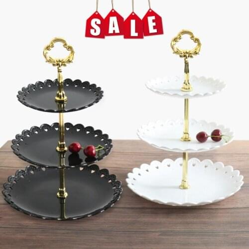 European Tray Holiday Party Three-layer Fruit Plate Dessert Candy Dish Cake Stand Self-help Display Home Table Decoration Trays