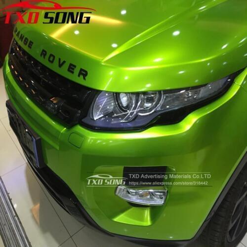 Glossy Candy Fluorescent green vinyl wrap Glossy metallic Vinyl Car Wrap MAMBA GREEN car sticker 1.52*20m/30m Roll