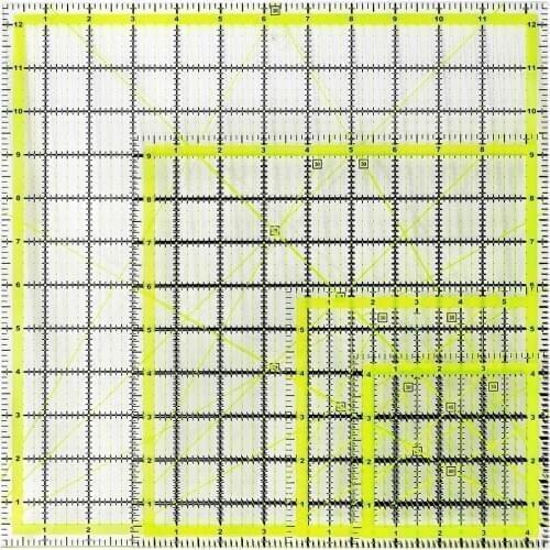 Imzay 4PCS Square Quilting Rulers Fabric Cutting Ruler Acrylic Quilters Rulers Clear Mark For Quilting And Sewing