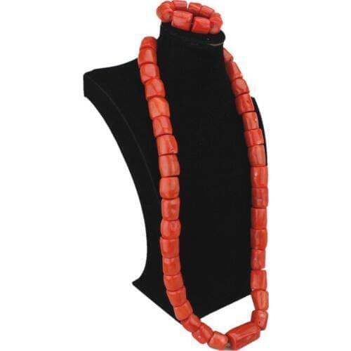 4UJewelry Orange Coral Beads Jewelry Set Bracelet Necklace Set African Bridal Jewellery For Nigerian for Groom Free Shipping New
