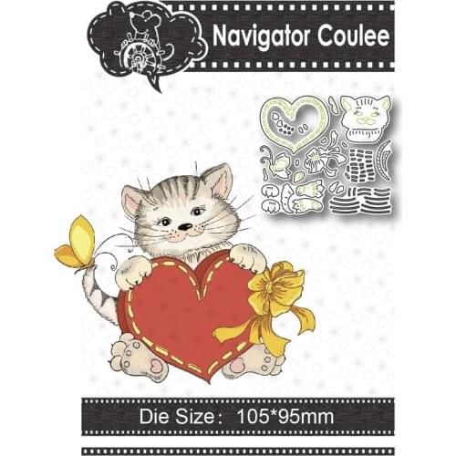 Love Kitten Metal Cutting Die Graffiti Scrapbook Die-cutting Die Stamps and Die Paper Card Making New Die for 2021