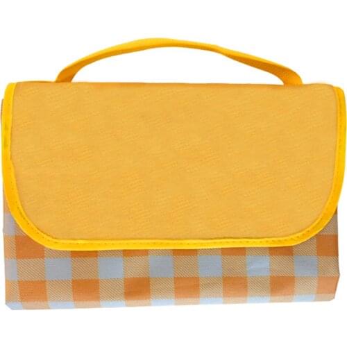 Yellow And White Lattice Outdoor Foldable Lawn Picnic Camping Mat Waterproof And Moisture-proof Fashion Portable Beach Mat