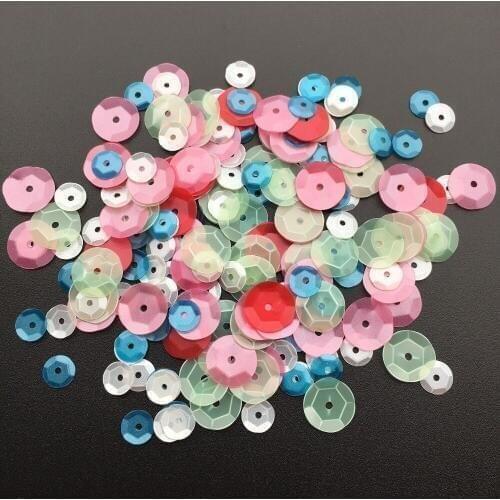 20g 8&10mm Cup Round Loose Sequin Paillette Crafts Sewing ,Women Kids Diy Garment Accessories Dull Matt Mix Color
