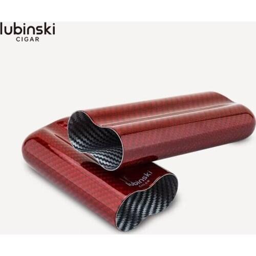 LUBINSK Red Carbon Fiber Cigar Cigarette 2 Tube Holder Case Humidor Storage Tobacco Smoking Tool Fit COHIBA New Arrival