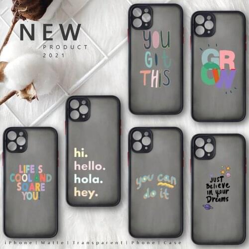 Smile face text sunshine Phone Case Matte Transparent for iphone 11 12 pro mini XS XR X max 7 8 plus TPU Mobile bags coque shell