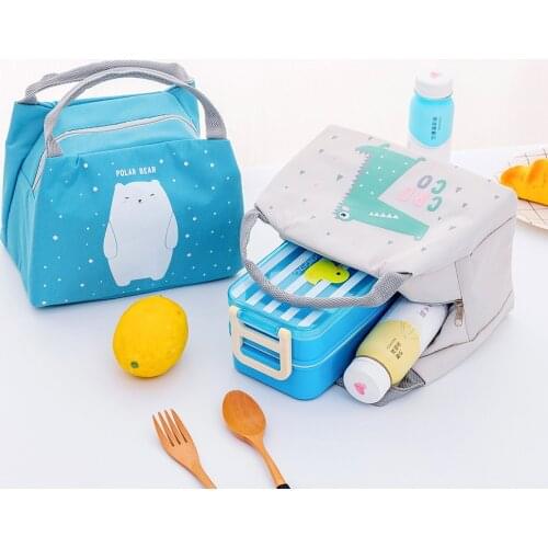 Cartoon Cute Lunch Bags For lunch box Women Girl Kids Children Thermal Insulated Cooler Bags Tote Fruit Foods Container Bags