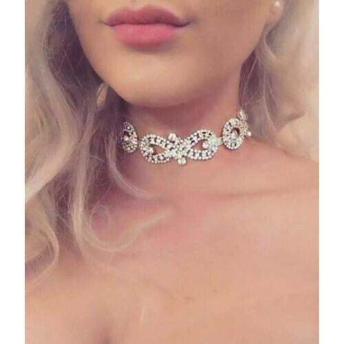 Fashion Neck jewelry for women Choker chain Neo Gothic O Chain Crystal Charms Rhinestone Girl Shining costume jewelery for girls