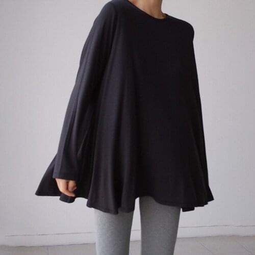 Soft Loose Womens T Shirt Solid Simple Long Sleeves T-Shirt Women Oversized White Black Long Sleeve Tops Women Clothing