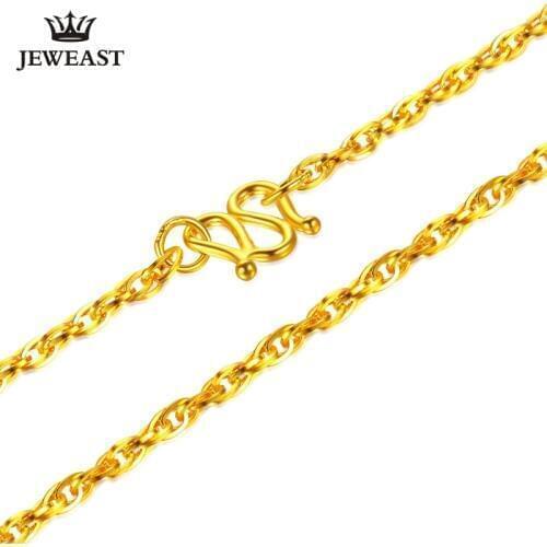 JJF 24K Pure Gold Necklace Real AU 999 Solid Gold Chain Brightly Simple Upscale Trendy Classic Fine Jewelry Hot Sell New 2020