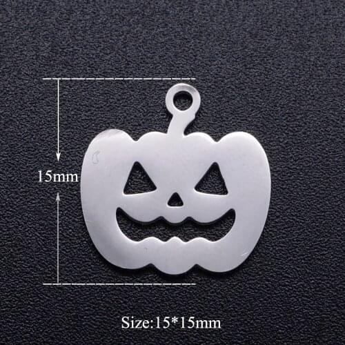 5pcs/lot Halloween Pumpkin Stainless Steel DIY Charms Wholesale Jewelry Finding Supplies Never Rust Jewelry Making Charm