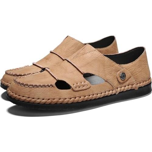 Luxury piel breathable masculino 39 in summer genuine man shoe outdoor sandals geta rubber klywoo beach leather plage large big