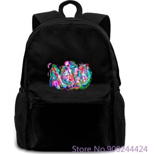 ACID TAG PSYCHEDELIC COLOURS LSD DMT DRUGS TRIP HIPPY ART WHITE women men backpack laptop travel school adult student