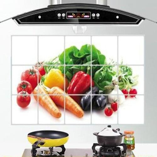 Removable Kitchen Smoke Resistant Foil Tile Wall Stickers Aluminum High-temperature Anti Oil Home Decor Art Oilproof Accessories