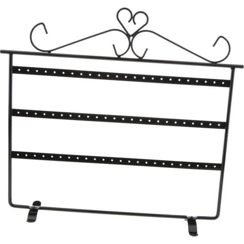 Retro Black Metal Earring Display Stand Organization Rack 3 Tiers 36 Pairs