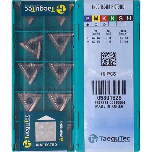 TNGG160404R CT3000 Original Taegutac Carbide Inserts Turning Inserts Lathe Tools 10Pcs/Lot