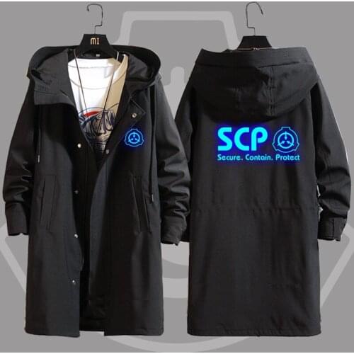 Game SCP Secure Contain Protect Coat Hoodie Cosplay Costumes Luminous Sweatshirts Jacket Top Trench Women Men Long Hoodies Coat