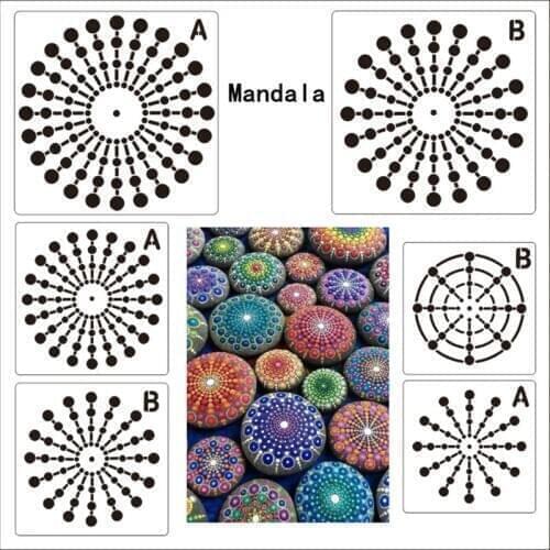 Mandala Dotting Template Hollow Mandala Stencils Rocks For Drawing Fabric Wall Art Painting Tools DIY Home Paint Craft supplies