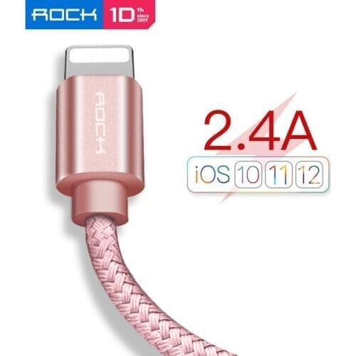 ROCK USB Cable for iPhone 11 Pro Max Xs X 8 Plus Cable 2.4A Fast Charging Cable for iPhone 7 SE Charger Cable USB Data Line