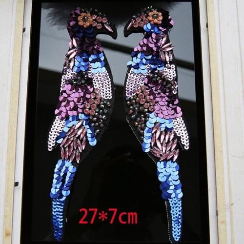 High grade Diamond large applique embroidered sequins bead piece embroidered diy clothing textiles bird sequins patch A1335