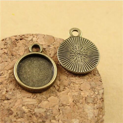 RONGQING 100pcs/lot Vintage Bronze Earring Settings 10mm Cabochon Setting Pedant DIY Jewelry Findings