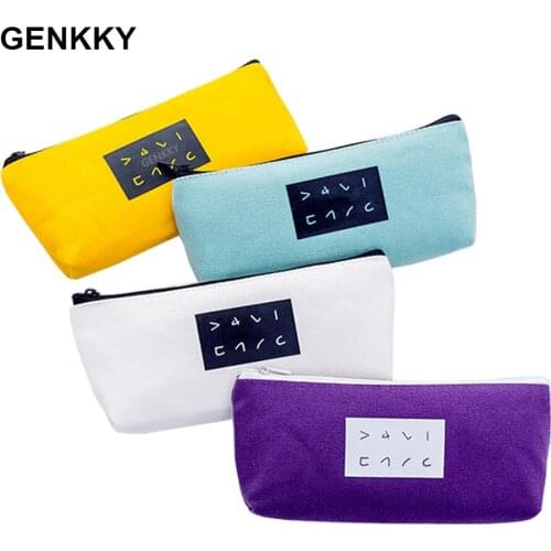 Promotion Pencil Case Canvas Simple pencil bag Office Supplies Pen box Students Pencils bag for kids to exam