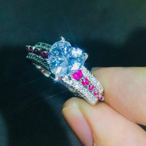 ZHOUYANG Womens Wedding Ring Engagement Aesthetic Heart Jewelry Female Silver Color Luxury Zircon Finger Accessories Gift DD016