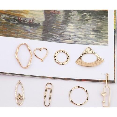 10pcs Korean Style Alloy Geometric Pendant Irregular Hollow Round Oval Triangle Dangle Earring For Women Diy Jewelry Accessories